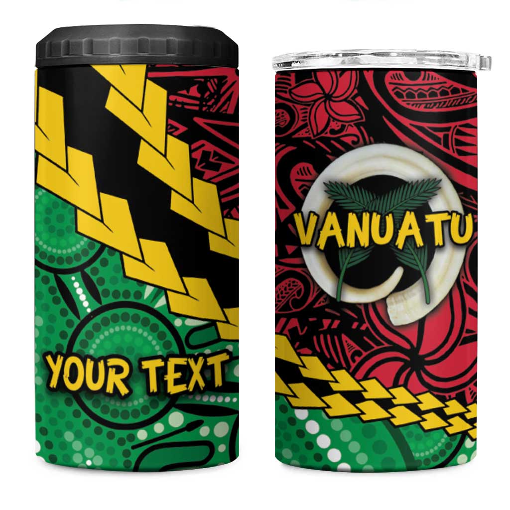 Vanuatu Personalized Tribal 4 in 1 Can Cooler Tumbler Aboriginal Inspired Mix Style - Aussie Hoodie