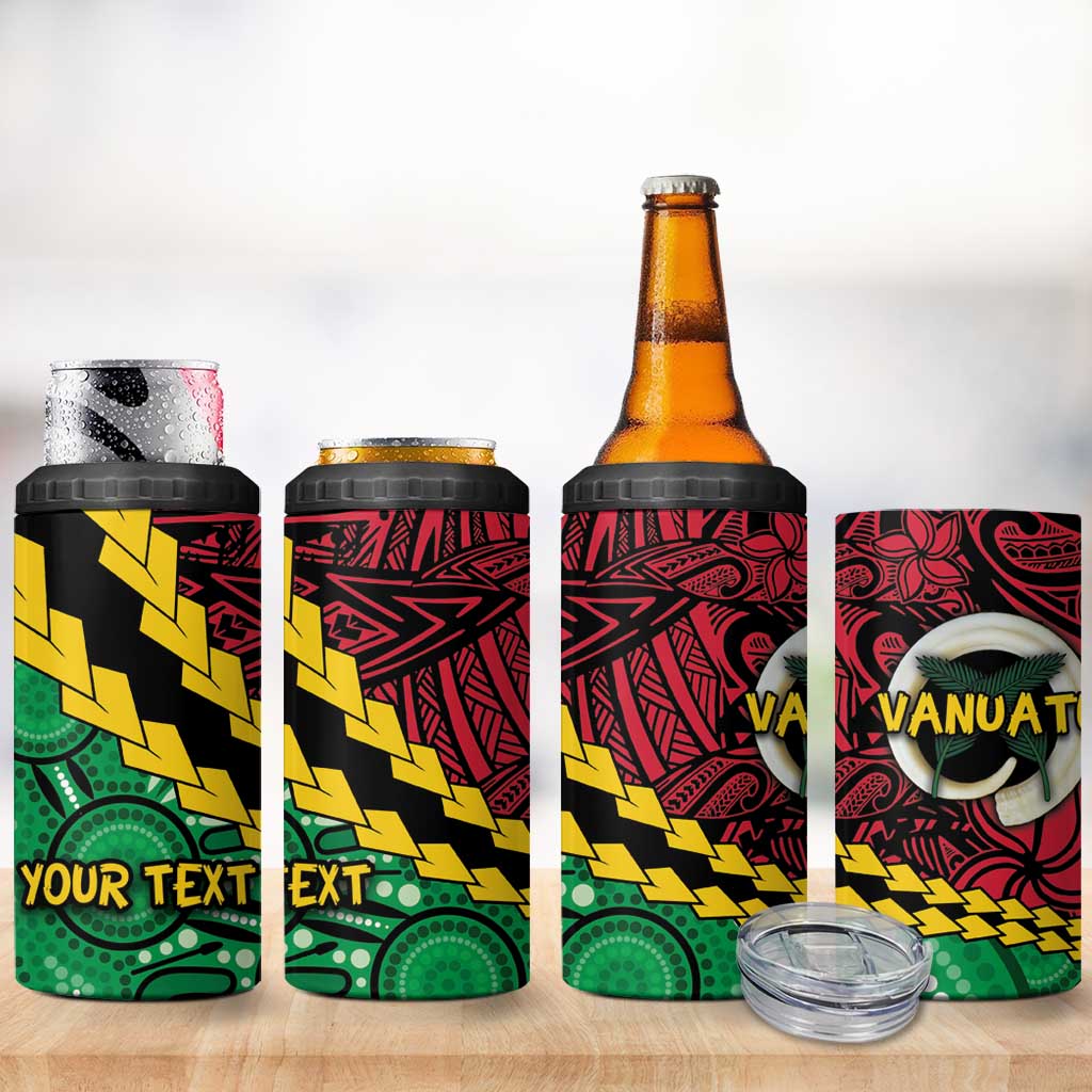 Vanuatu Personalized Tribal 4 in 1 Can Cooler Tumbler Aboriginal Inspired Mix Style - Aussie Hoodie