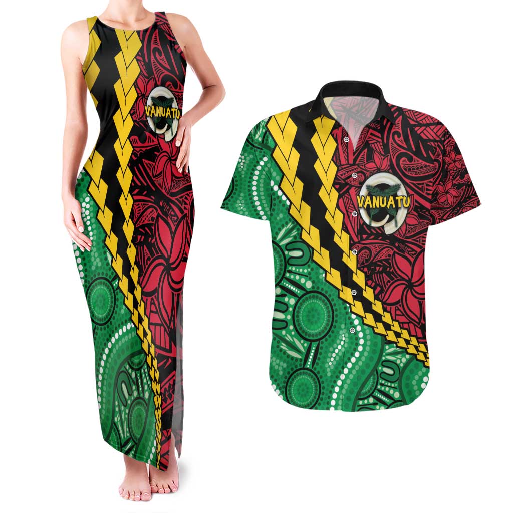 Vanuatu Personalized Tribal Couples Matching Tank Maxi Dress and Hawaiian Shirt Aboriginal Inspired Mix Style - Aussie Hoodie