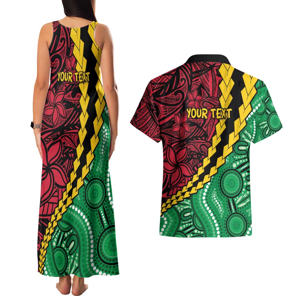 Vanuatu Personalized Tribal Couples Matching Tank Maxi Dress and Hawaiian Shirt Aboriginal Inspired Mix Style - Aussie Hoodie