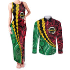 Vanuatu Personalized Tribal Couples Matching Tank Maxi Dress and Long Sleeve Button Shirt Aboriginal Inspired Mix Style - Aussie Hoodie
