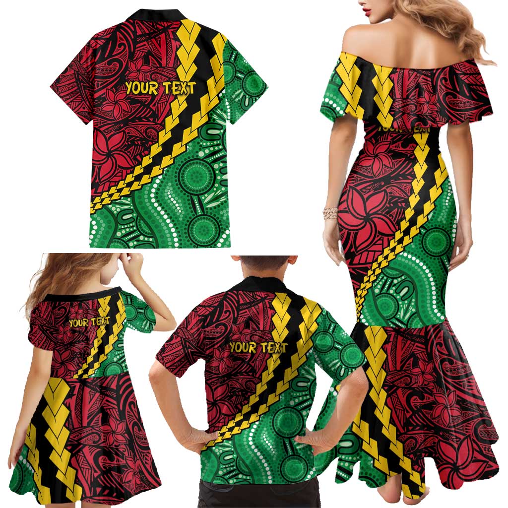 Vanuatu Personalized Tribal Family Matching Mermaid Dress and Hawaiian Shirt Aboriginal Inspired Mix Style - Aussie Hoodie