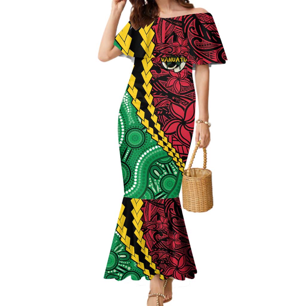 Vanuatu Personalized Tribal Family Matching Mermaid Dress and Hawaiian Shirt Aboriginal Inspired Mix Style - Aussie Hoodie