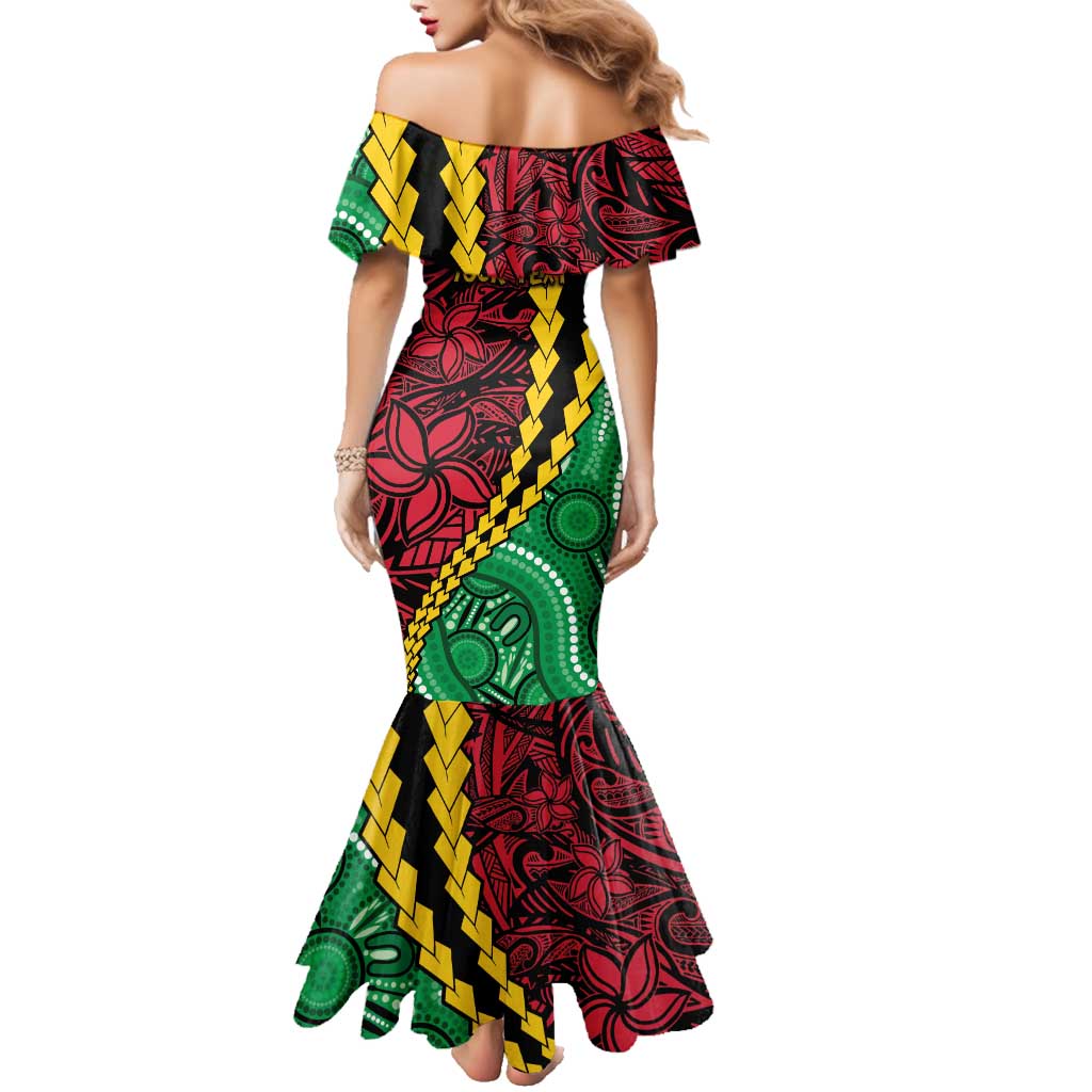 Vanuatu Personalized Tribal Family Matching Mermaid Dress and Hawaiian Shirt Aboriginal Inspired Mix Style - Aussie Hoodie