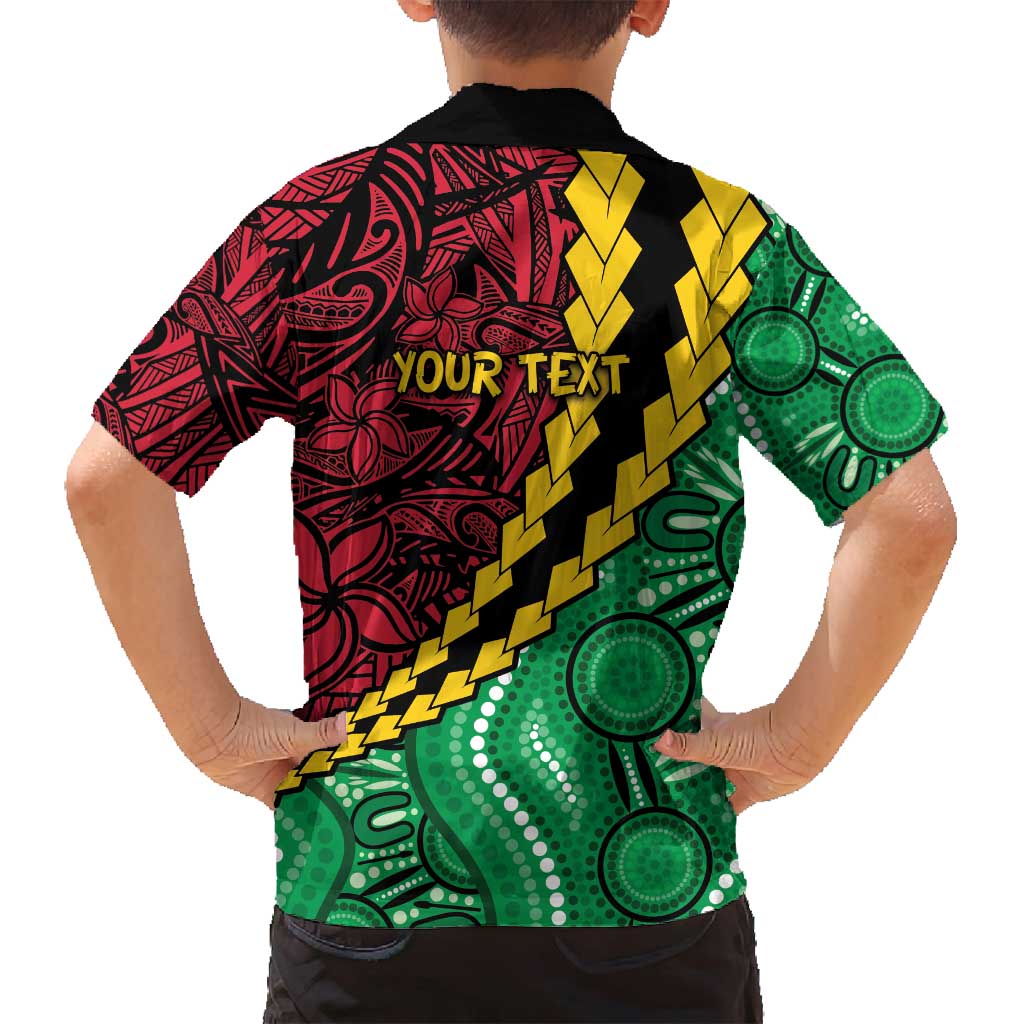 Vanuatu Personalized Tribal Family Matching Off Shoulder Maxi Dress and Hawaiian Shirt Aboriginal Inspired Mix Style - Aussie Hoodie