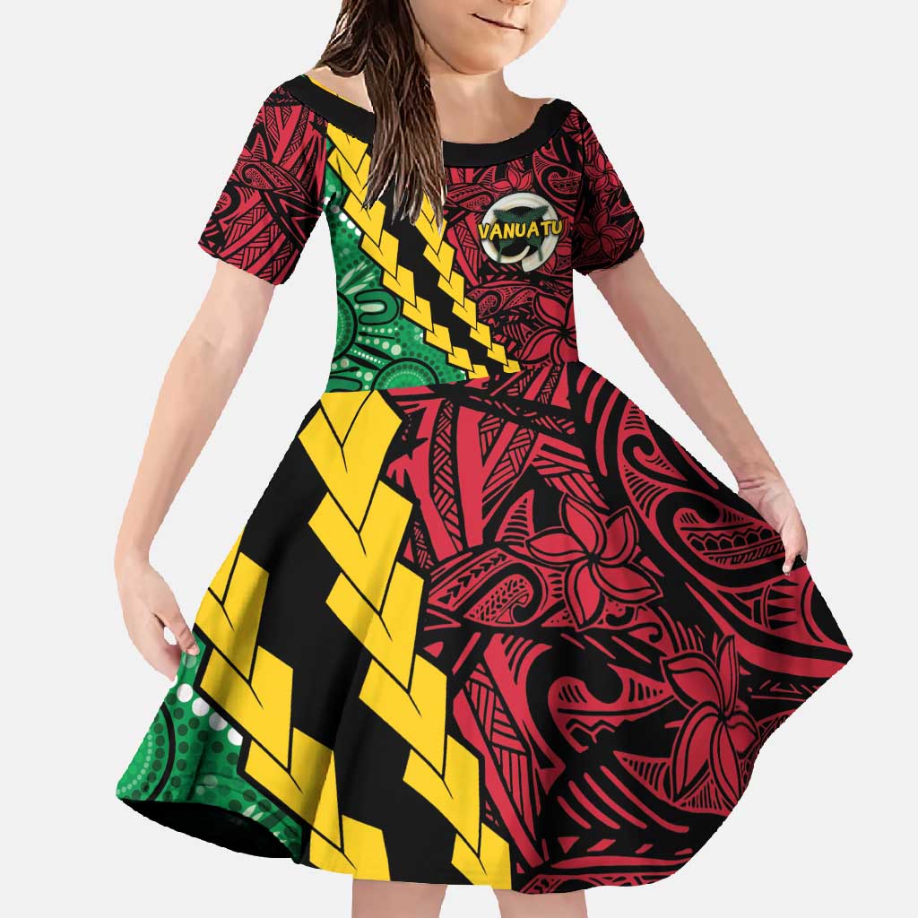 Vanuatu Personalized Tribal Family Matching Off Shoulder Maxi Dress and Hawaiian Shirt Aboriginal Inspired Mix Style - Aussie Hoodie