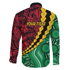 Vanuatu Personalized Tribal Family Matching Off Shoulder Maxi Dress and Hawaiian Shirt Aboriginal Inspired Mix Style - Aussie Hoodie