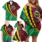 Vanuatu Personalized Tribal Family Matching Off Shoulder Short Dress and Hawaiian Shirt Aboriginal Inspired Mix Style - Aussie Hoodie