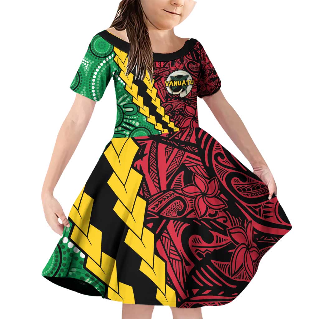 Vanuatu Personalized Tribal Family Matching Off Shoulder Short Dress and Hawaiian Shirt Aboriginal Inspired Mix Style - Aussie Hoodie