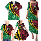 Vanuatu Personalized Tribal Family Matching Puletasi and Hawaiian Shirt Aboriginal Inspired Mix Style - Aussie Hoodie
