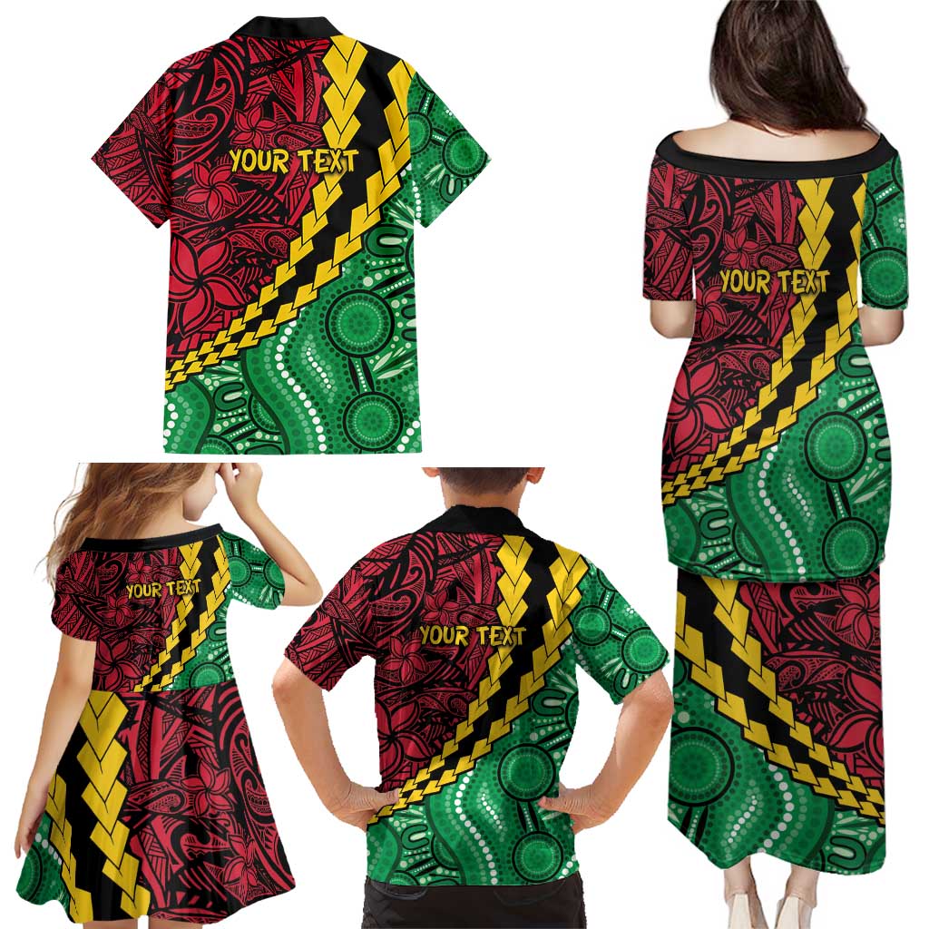 Vanuatu Personalized Tribal Family Matching Puletasi and Hawaiian Shirt Aboriginal Inspired Mix Style - Aussie Hoodie