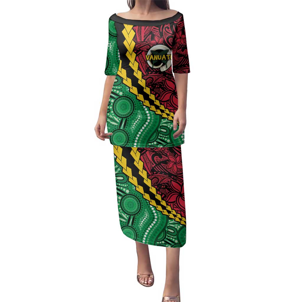 Vanuatu Personalized Tribal Family Matching Puletasi and Hawaiian Shirt Aboriginal Inspired Mix Style - Aussie Hoodie