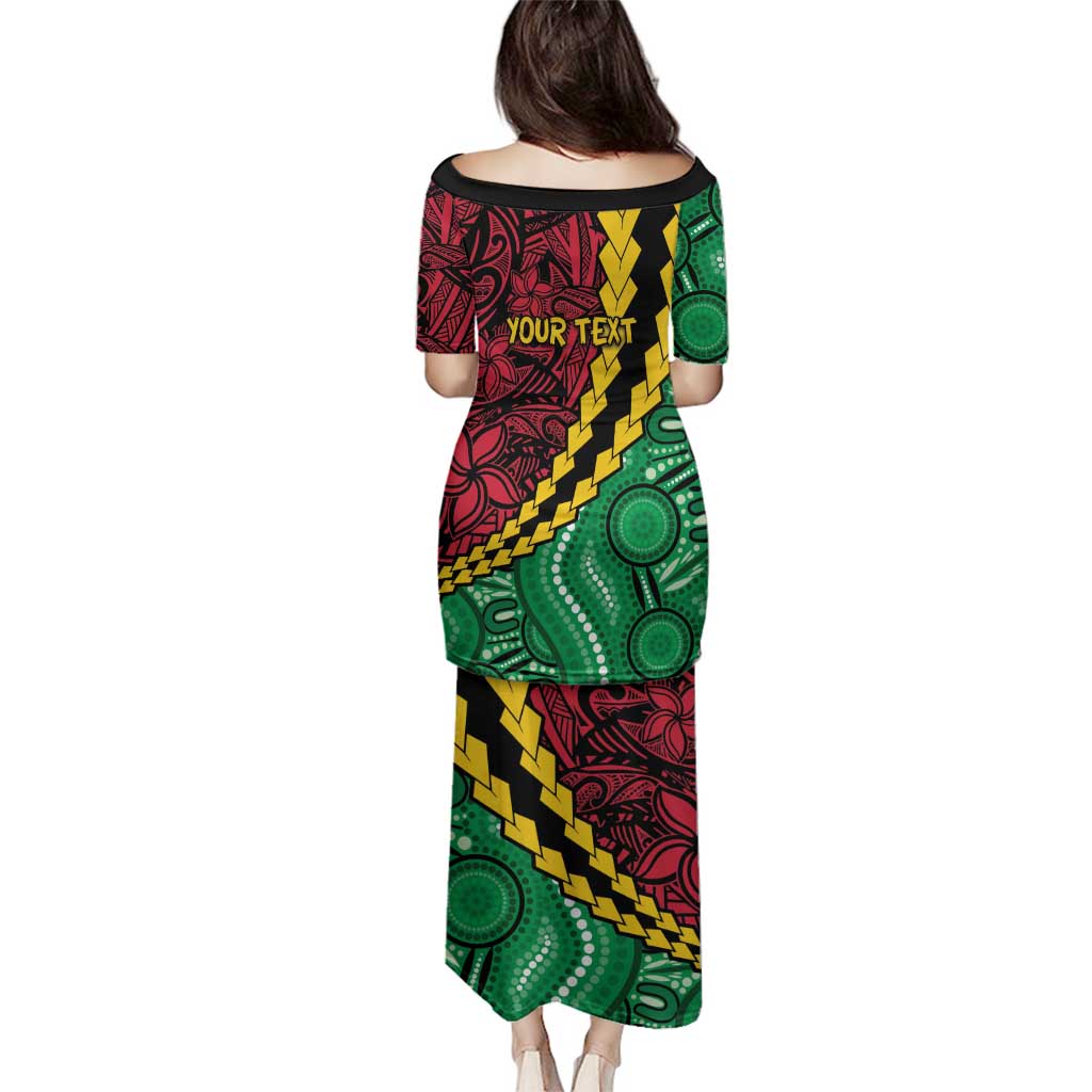Vanuatu Personalized Tribal Family Matching Puletasi and Hawaiian Shirt Aboriginal Inspired Mix Style - Aussie Hoodie