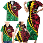 Vanuatu Personalized Tribal Family Matching Short Sleeve Bodycon Dress and Hawaiian Shirt Aboriginal Inspired Mix Style - Aussie Hoodie