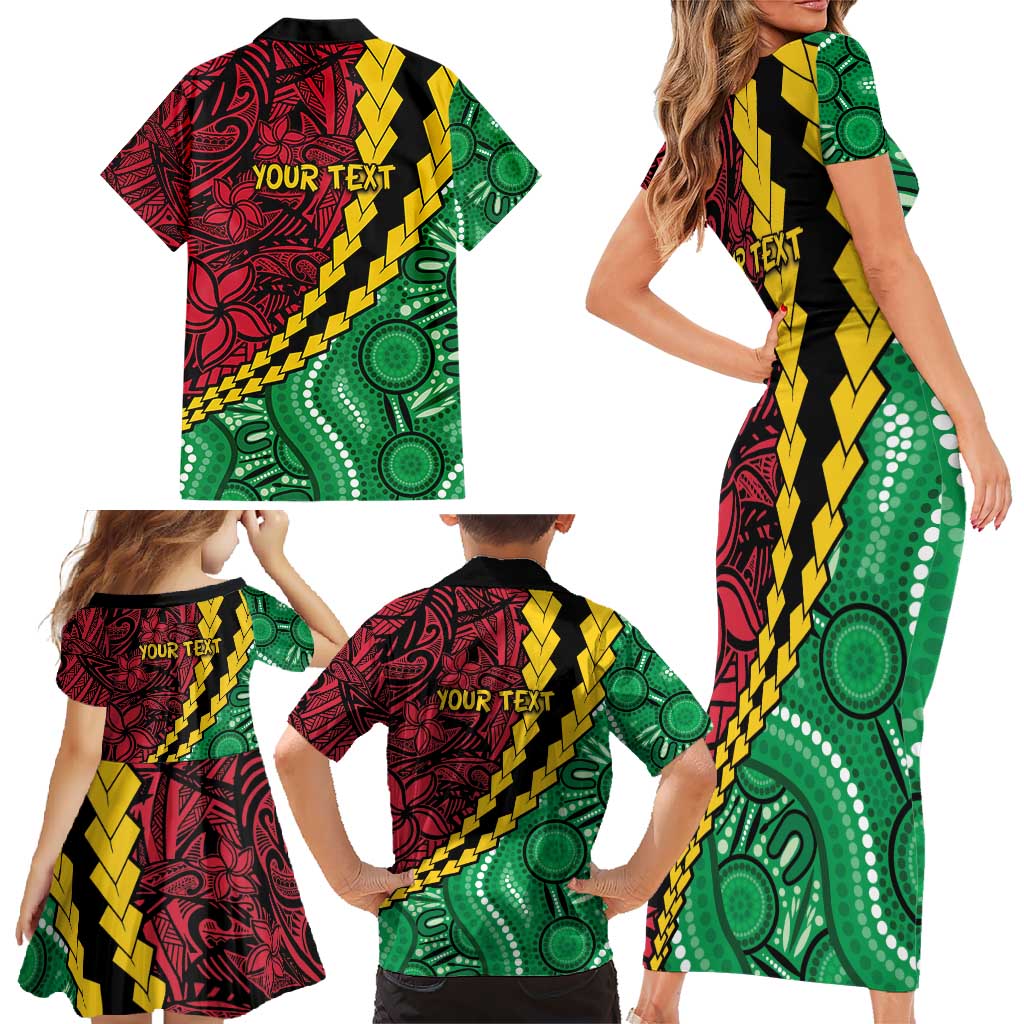 Vanuatu Personalized Tribal Family Matching Short Sleeve Bodycon Dress and Hawaiian Shirt Aboriginal Inspired Mix Style - Aussie Hoodie