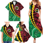Vanuatu Personalized Tribal Family Matching Summer Maxi Dress and Hawaiian Shirt Aboriginal Inspired Mix Style - Aussie Hoodie