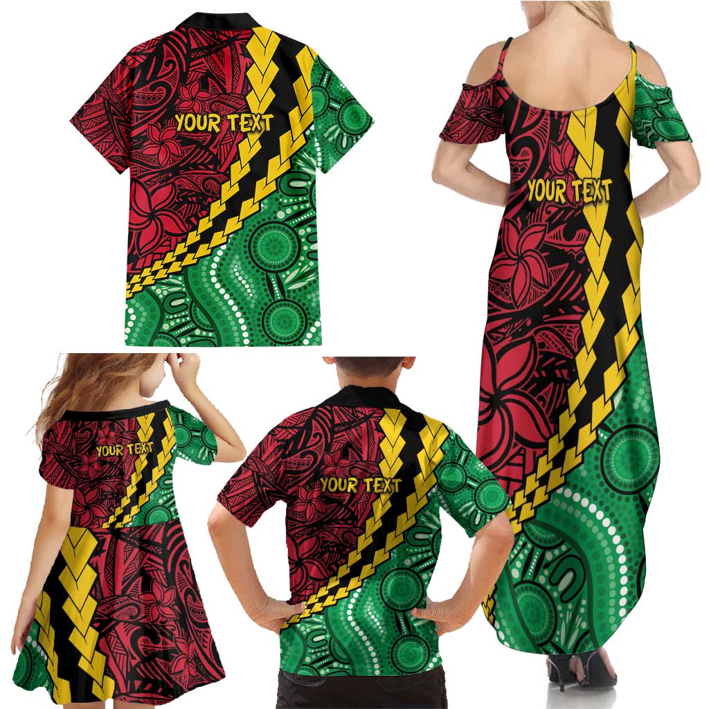 Vanuatu Personalized Tribal Family Matching Summer Maxi Dress and Hawaiian Shirt Aboriginal Inspired Mix Style - Aussie Hoodie