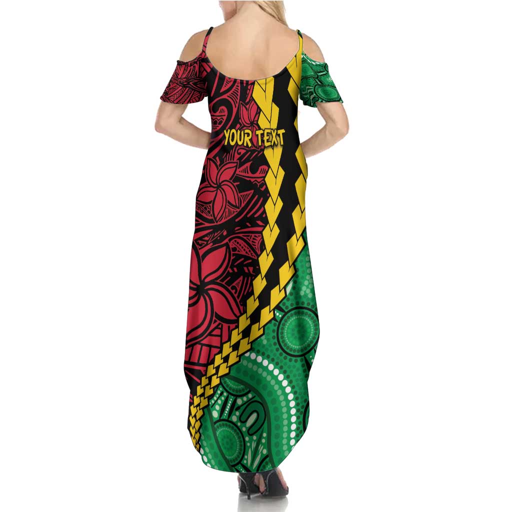 Vanuatu Personalized Tribal Family Matching Summer Maxi Dress and Hawaiian Shirt Aboriginal Inspired Mix Style - Aussie Hoodie