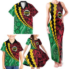 Vanuatu Personalized Tribal Family Matching Tank Maxi Dress and Hawaiian Shirt Aboriginal Inspired Mix Style - Aussie Hoodie