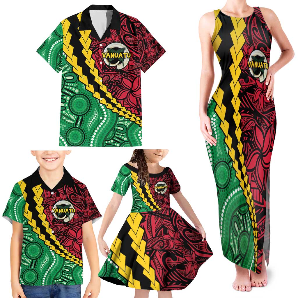 Vanuatu Personalized Tribal Family Matching Tank Maxi Dress and Hawaiian Shirt Aboriginal Inspired Mix Style - Aussie Hoodie