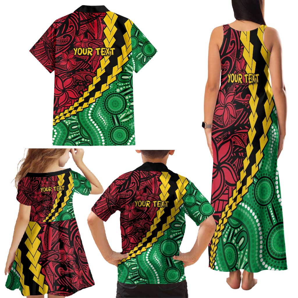 Vanuatu Personalized Tribal Family Matching Tank Maxi Dress and Hawaiian Shirt Aboriginal Inspired Mix Style - Aussie Hoodie