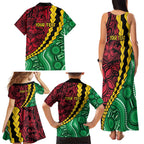 Vanuatu Personalized Tribal Family Matching Tank Maxi Dress and Hawaiian Shirt Aboriginal Inspired Mix Style - Aussie Hoodie