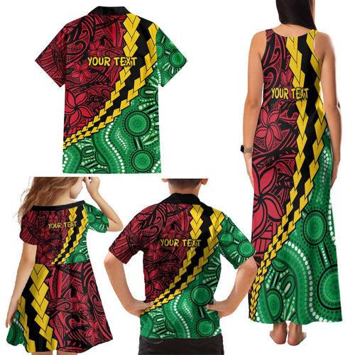 Vanuatu Personalized Tribal Family Matching Tank Maxi Dress and Hawaiian Shirt Aboriginal Inspired Mix Style - Aussie Hoodie