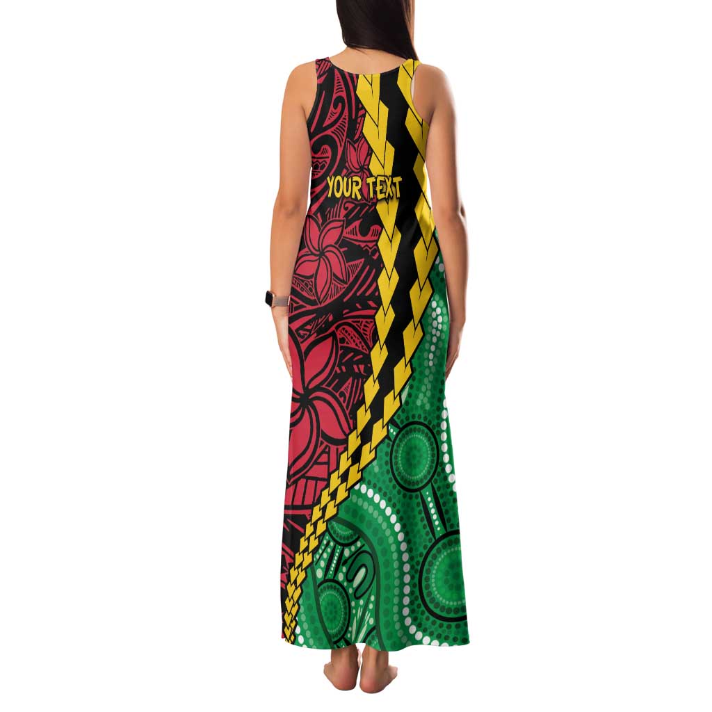 Vanuatu Personalized Tribal Family Matching Tank Maxi Dress and Hawaiian Shirt Aboriginal Inspired Mix Style - Aussie Hoodie