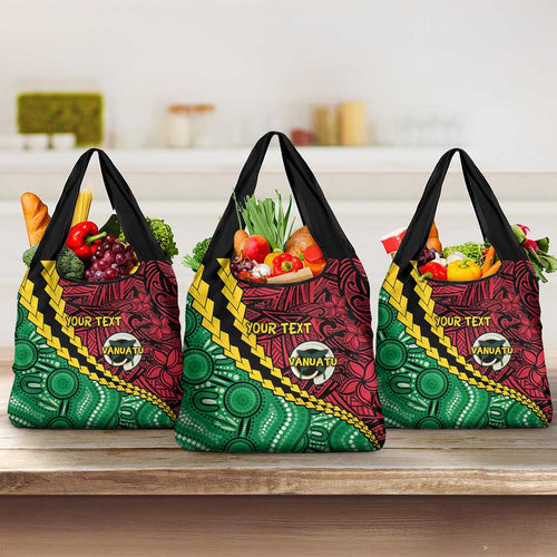 Vanuatu Personalized Tribal Grocery Bag Aboriginal Inspired Mix Style - Aussie Hoodie