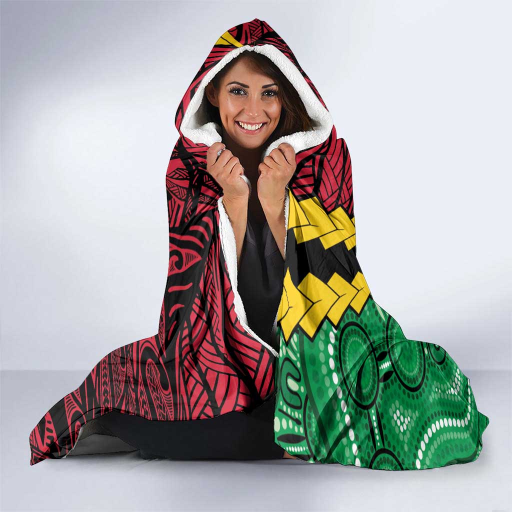 Vanuatu Personalized Tribal Hooded Blanket Aboriginal Inspired Mix Style - Aussie Hoodie