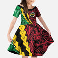 Vanuatu Personalized Tribal Kid Short Sleeve Dress Aboriginal Inspired Mix Style - Aussie Hoodie
