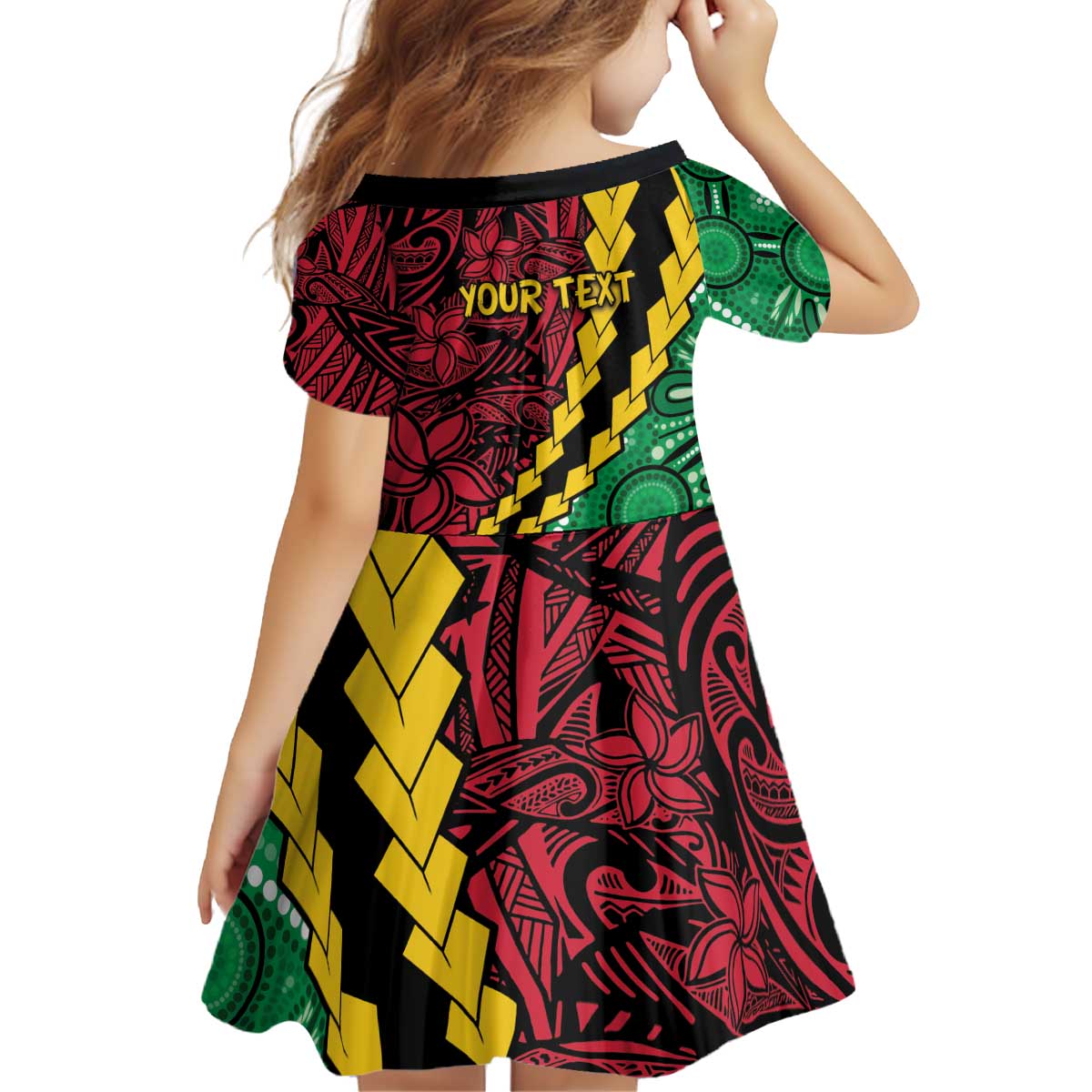 Vanuatu Personalized Tribal Kid Short Sleeve Dress Aboriginal Inspired Mix Style - Aussie Hoodie