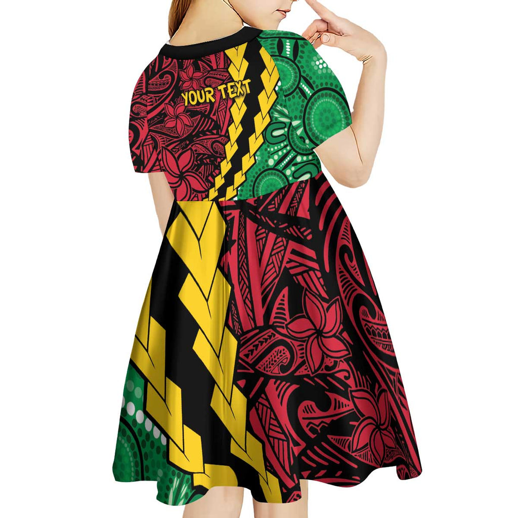 Vanuatu Personalized Tribal Kid Short Sleeve Dress Aboriginal Inspired Mix Style - Aussie Hoodie