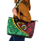 Vanuatu Personalized Tribal Leather Tote Bag Aboriginal Inspired Mix Style - Aussie Hoodie
