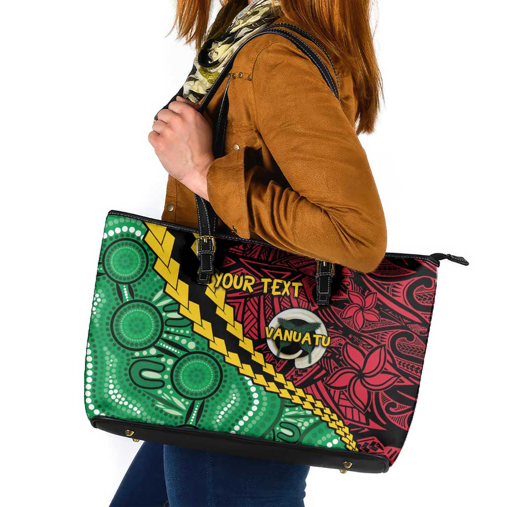 Vanuatu Personalized Tribal Leather Tote Bag Aboriginal Inspired Mix Style - Aussie Hoodie