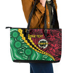 Vanuatu Personalized Tribal Leather Tote Bag Aboriginal Inspired Mix Style - Aussie Hoodie