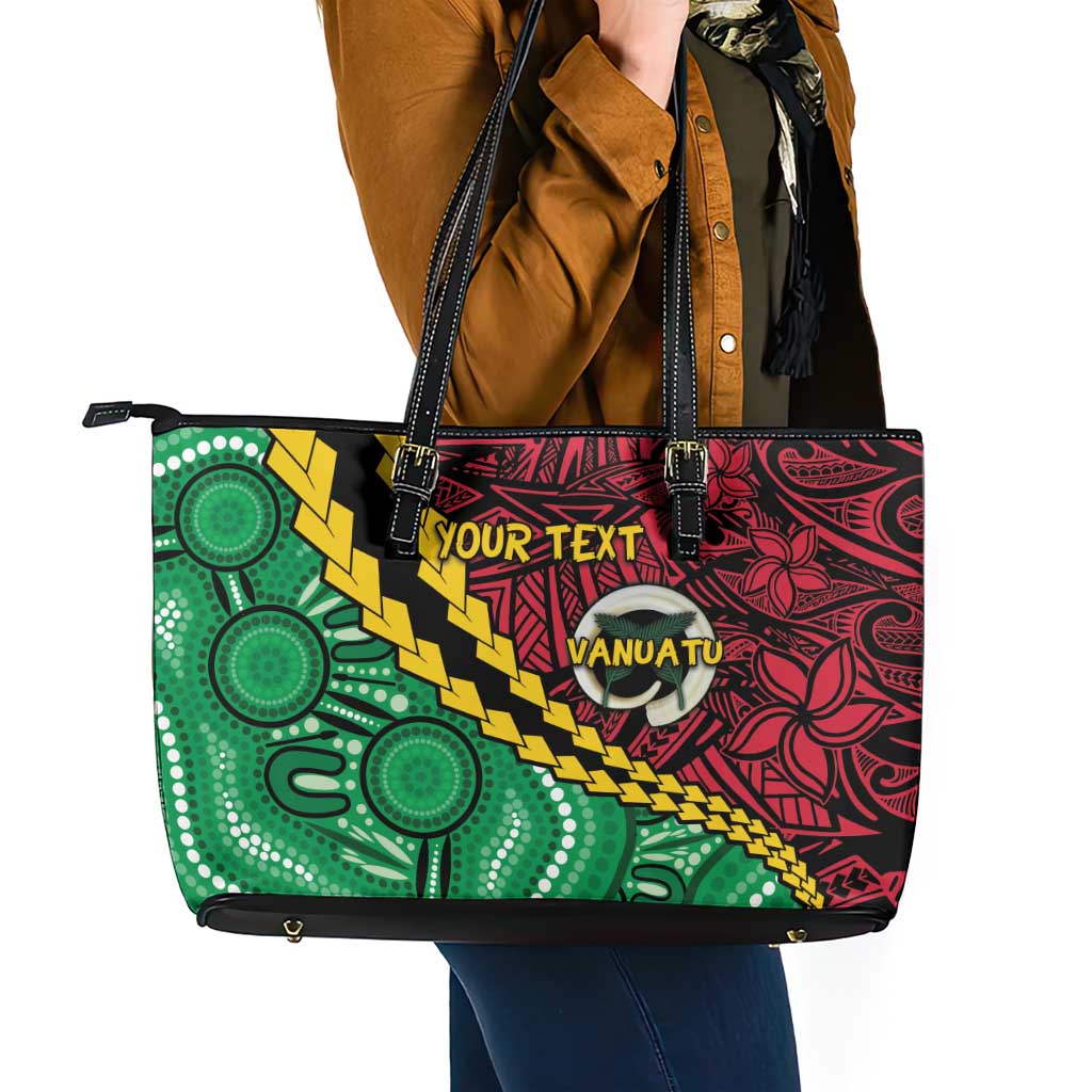 Vanuatu Personalized Tribal Leather Tote Bag Aboriginal Inspired Mix Style - Aussie Hoodie