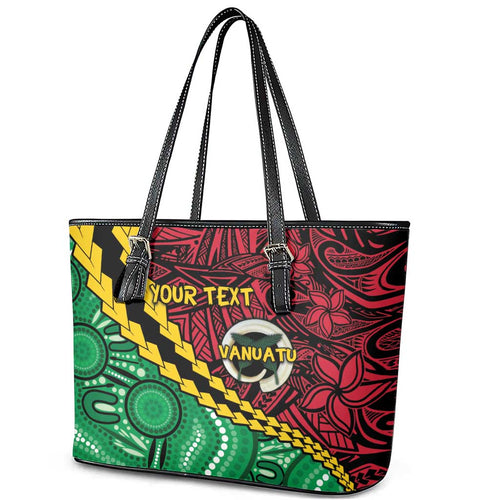 Vanuatu Personalized Tribal Leather Tote Bag Aboriginal Inspired Mix Style - Aussie Hoodie