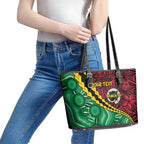 Vanuatu Personalized Tribal Leather Tote Bag Aboriginal Inspired Mix Style - Aussie Hoodie