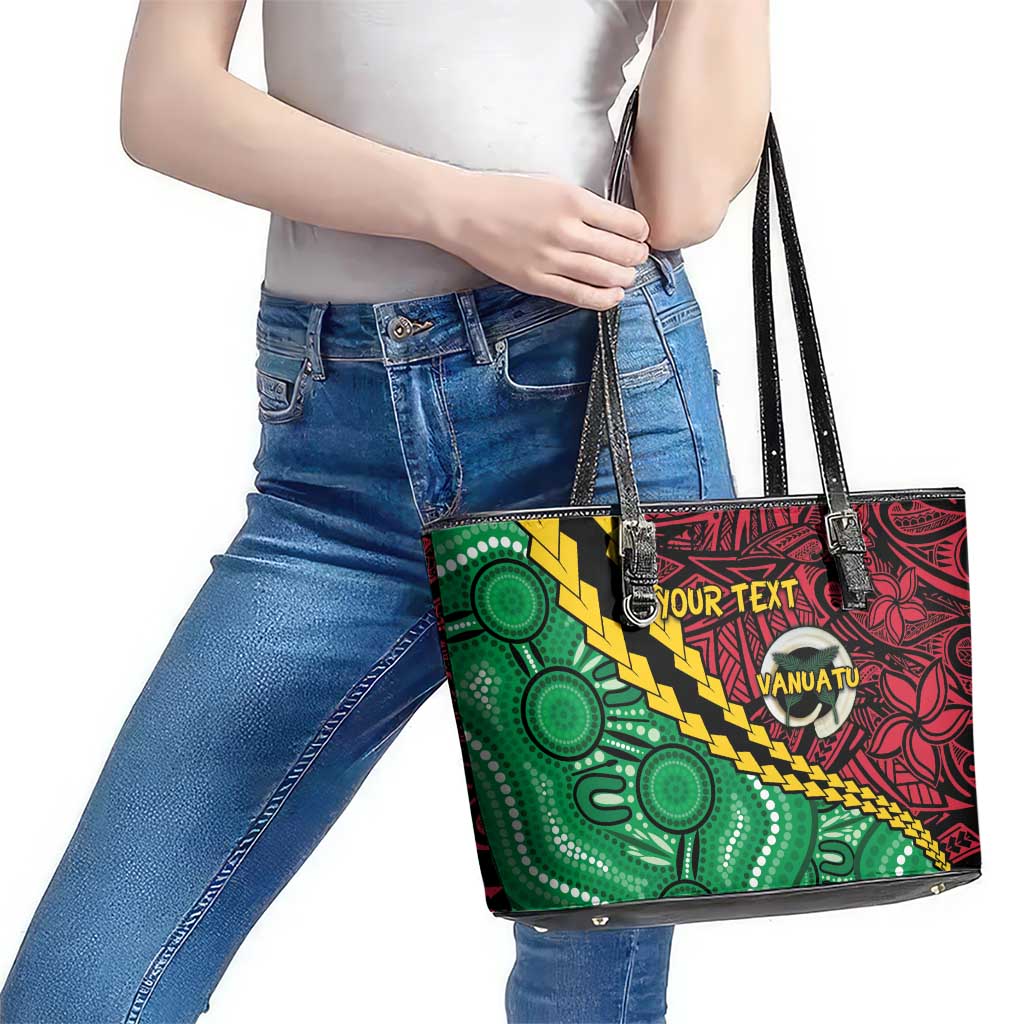 Vanuatu Personalized Tribal Leather Tote Bag Aboriginal Inspired Mix Style - Aussie Hoodie
