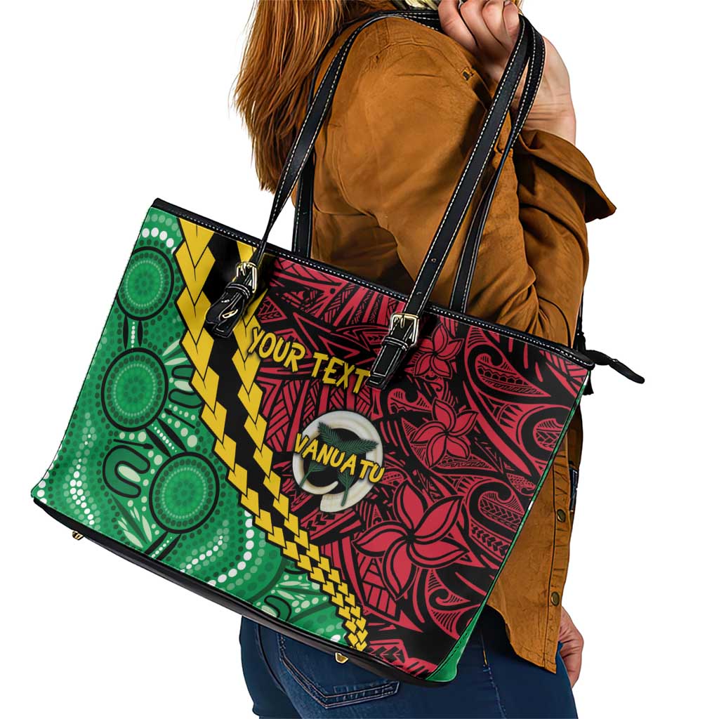 Vanuatu Personalized Tribal Leather Tote Bag Aboriginal Inspired Mix Style - Aussie Hoodie