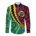 Vanuatu Personalized Tribal Long Sleeve Button Shirt Aboriginal Inspired Mix Style - Aussie Hoodie