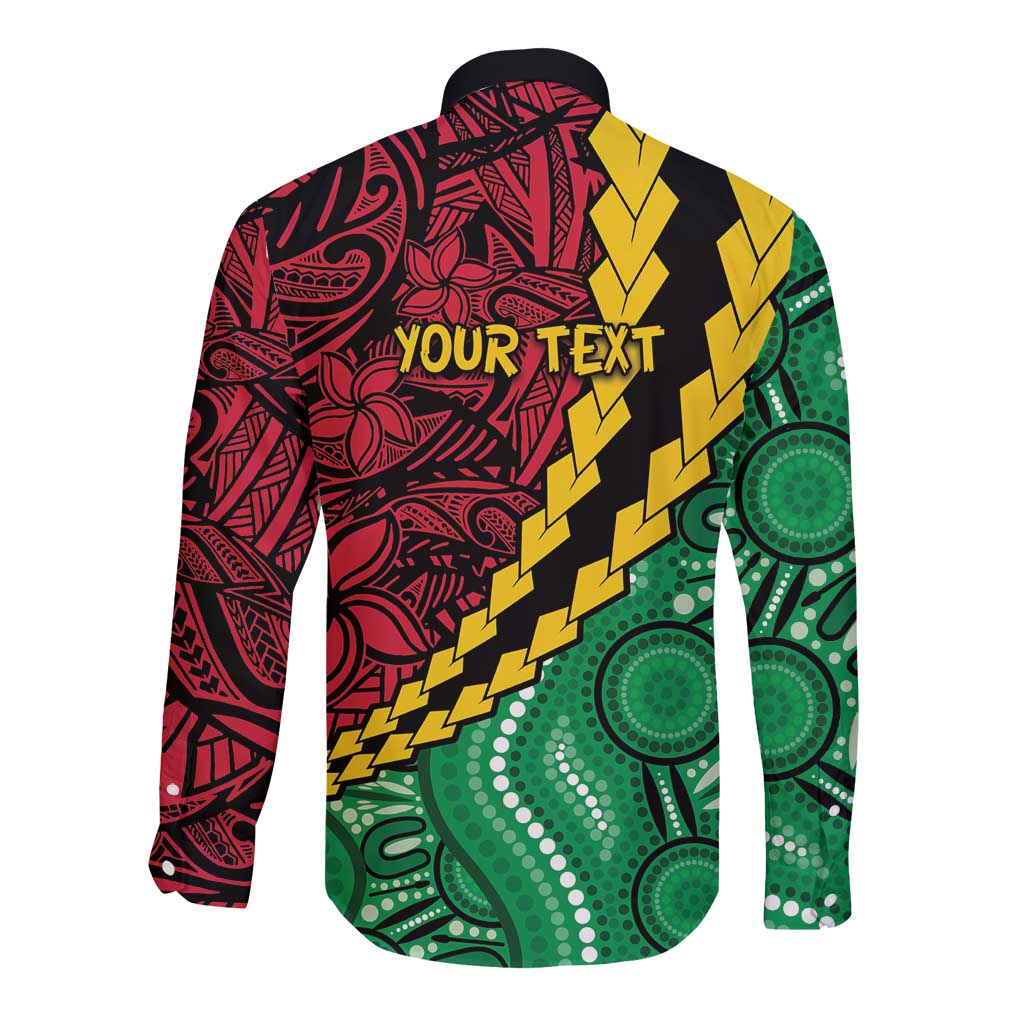 Vanuatu Personalized Tribal Long Sleeve Button Shirt Aboriginal Inspired Mix Style - Aussie Hoodie