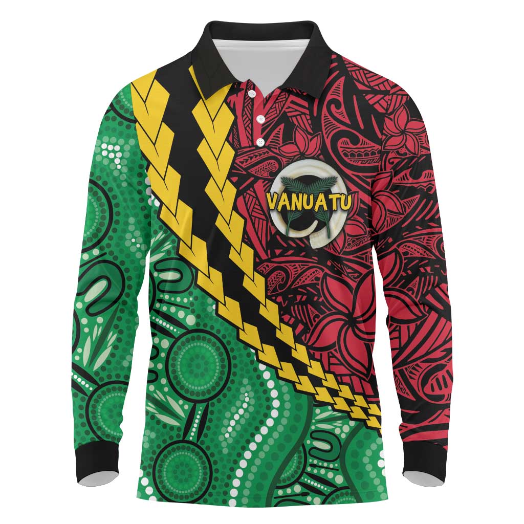 Vanuatu Personalized Tribal Long Sleeve Polo Shirt Aboriginal Inspired Mix Style - Aussie Hoodie