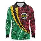 Vanuatu Personalized Tribal Long Sleeve Polo Shirt Aboriginal Inspired Mix Style - Aussie Hoodie