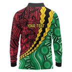 Vanuatu Personalized Tribal Long Sleeve Polo Shirt Aboriginal Inspired Mix Style - Aussie Hoodie
