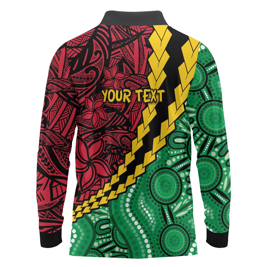 Vanuatu Personalized Tribal Long Sleeve Polo Shirt Aboriginal Inspired Mix Style - Aussie Hoodie