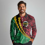 Vanuatu Personalized Tribal Long Sleeve Polo Shirt Aboriginal Inspired Mix Style - Aussie Hoodie