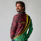 Vanuatu Personalized Tribal Long Sleeve Polo Shirt Aboriginal Inspired Mix Style - Aussie Hoodie