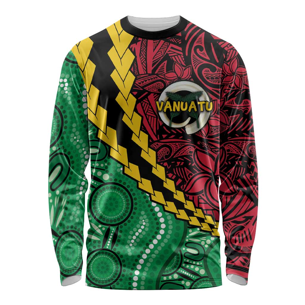Vanuatu Personalized Tribal Long Sleeve Shirt Aboriginal Inspired Mix Style - Aussie Hoodie